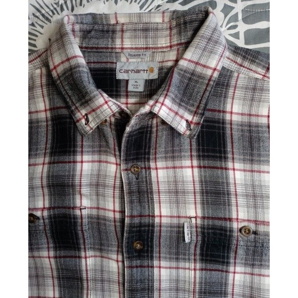 Carhartt Shirt Men's Size XL Heavy Flannel Button Down Relaxed Fit Cotton - Picture 2 of 5